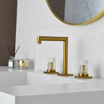 Crystal handle 3-hole deck-mount sink faucet, include a pop-up drain with overflow
