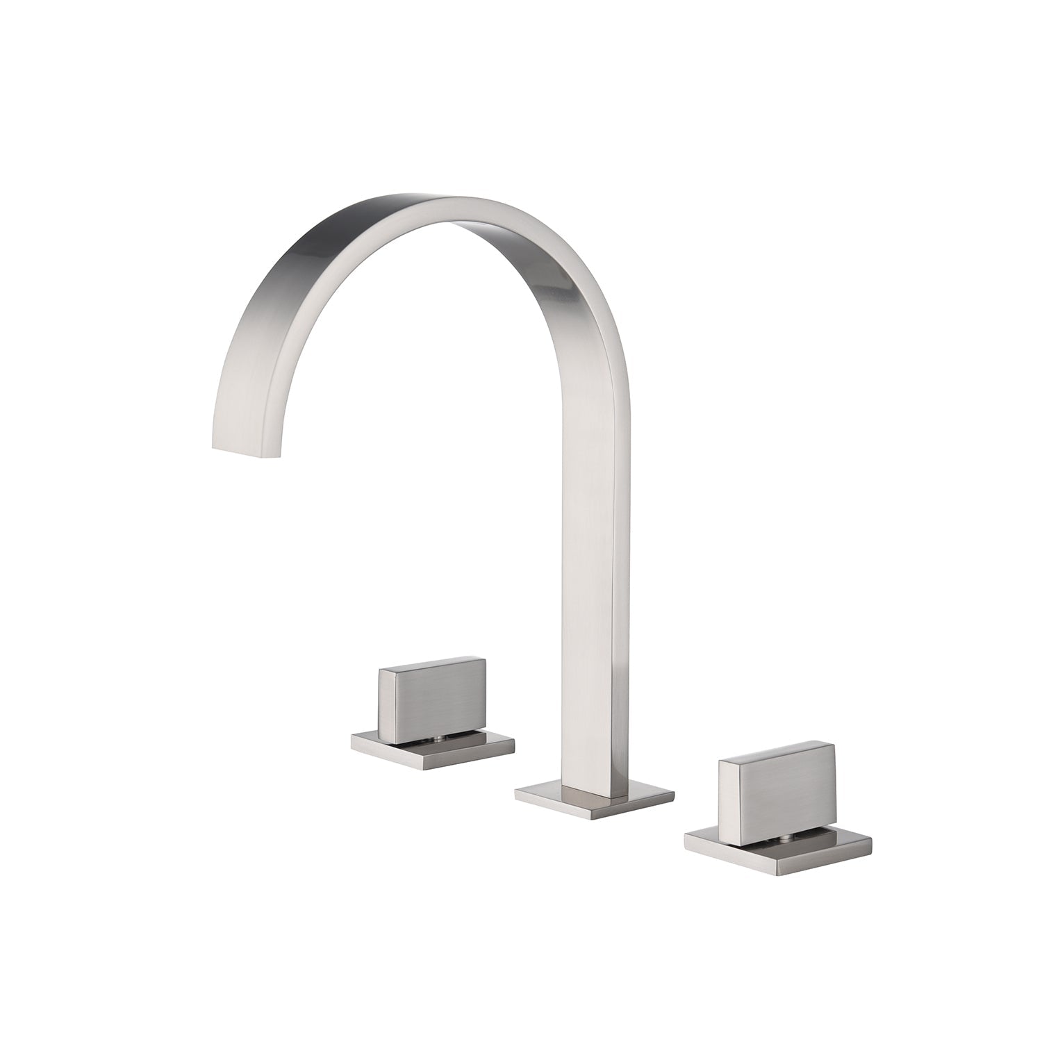 Brushed Nickel Waterfall Widespread Bathroom Basin Faucet with Two Handles and Overflow Brass Pop-Up Drain