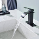 Brushed nickel or matte black or brushed gold waterfall Bathroom Faucet brass with plate and brass pop up drain