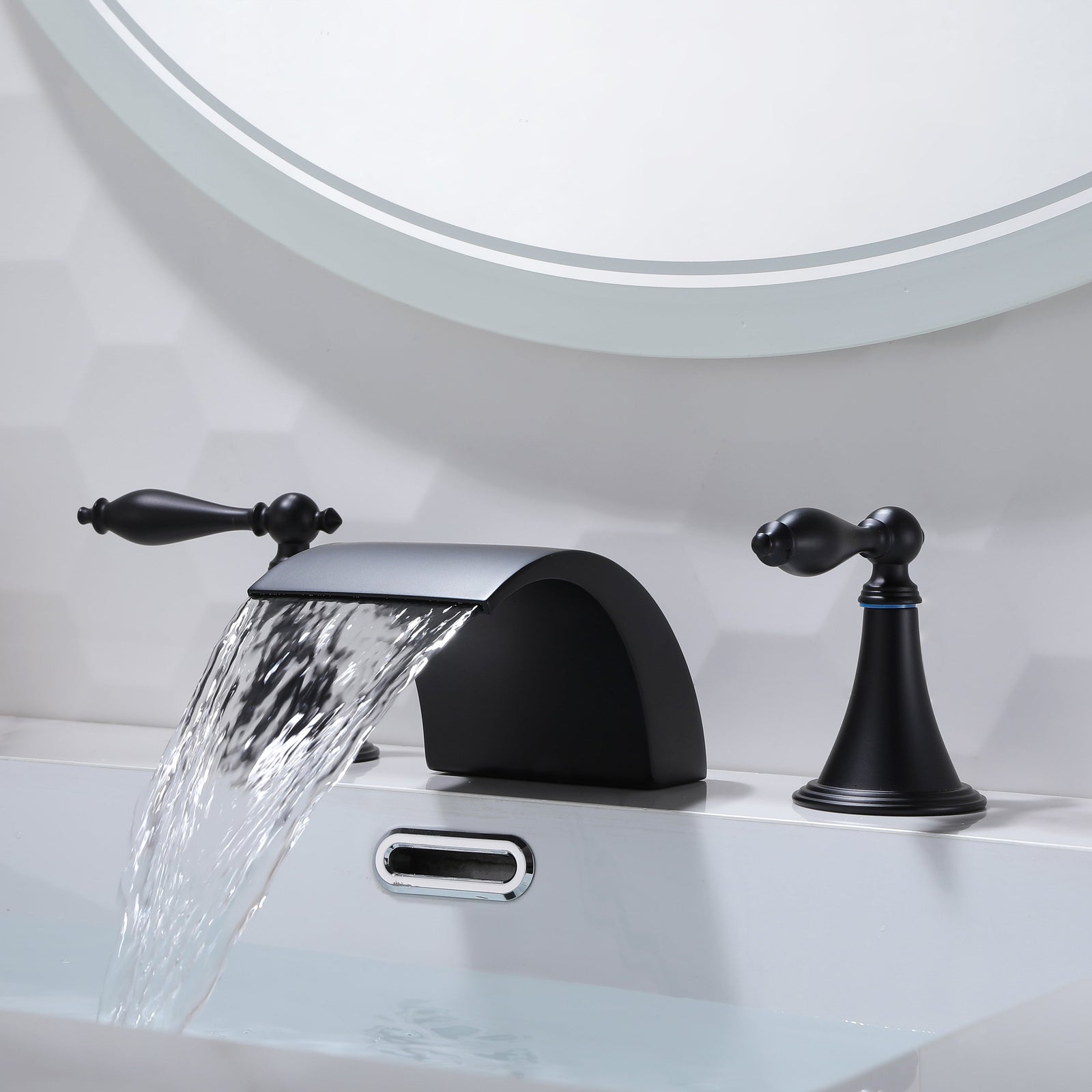 Oil Rubbed Bronze or Brushed Gold or Matte Black Waterfall Bathroom Sink Faucet with Pop-Up Drain