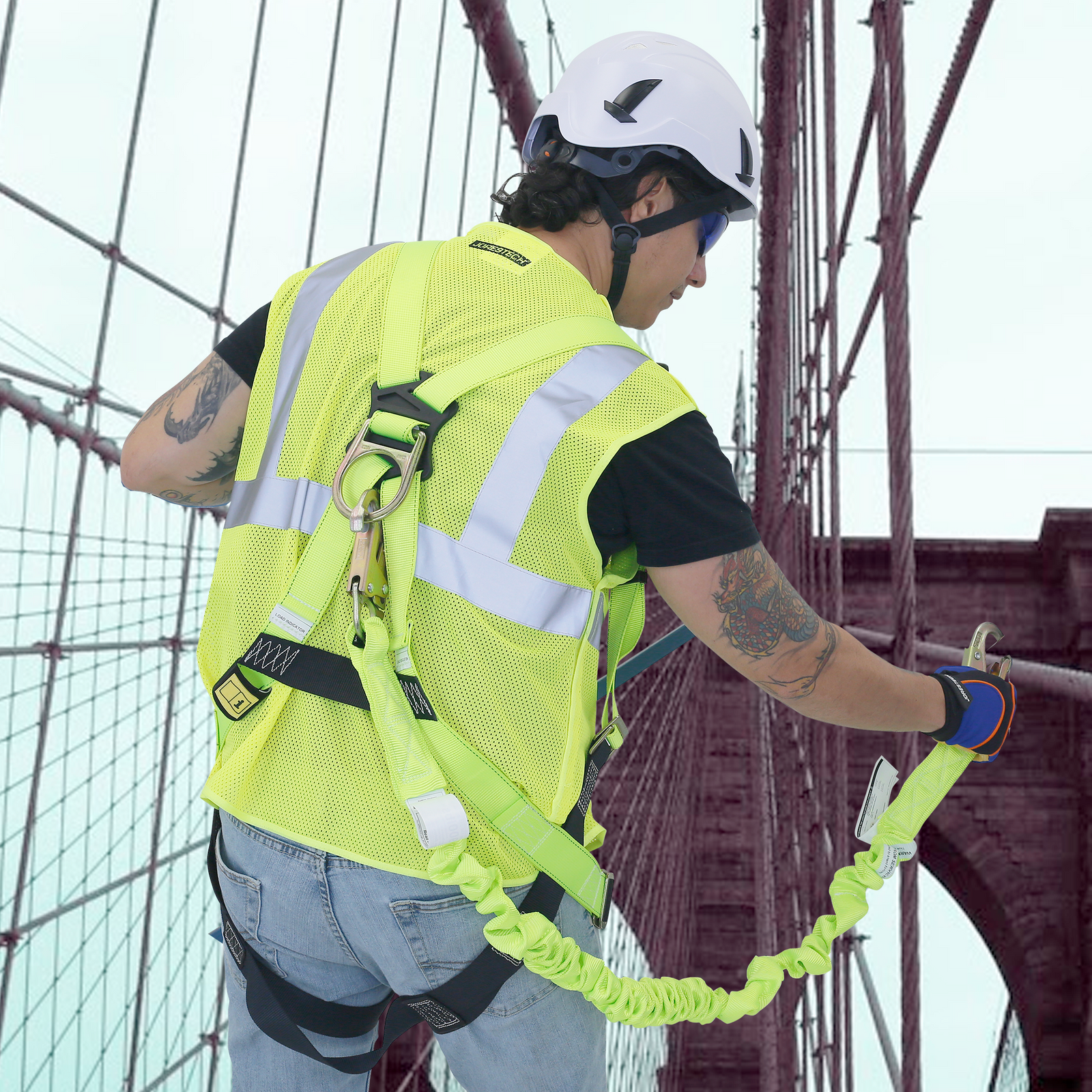 Single Leg Internal Shock-Absorbing Lanyard with Snap Hooks