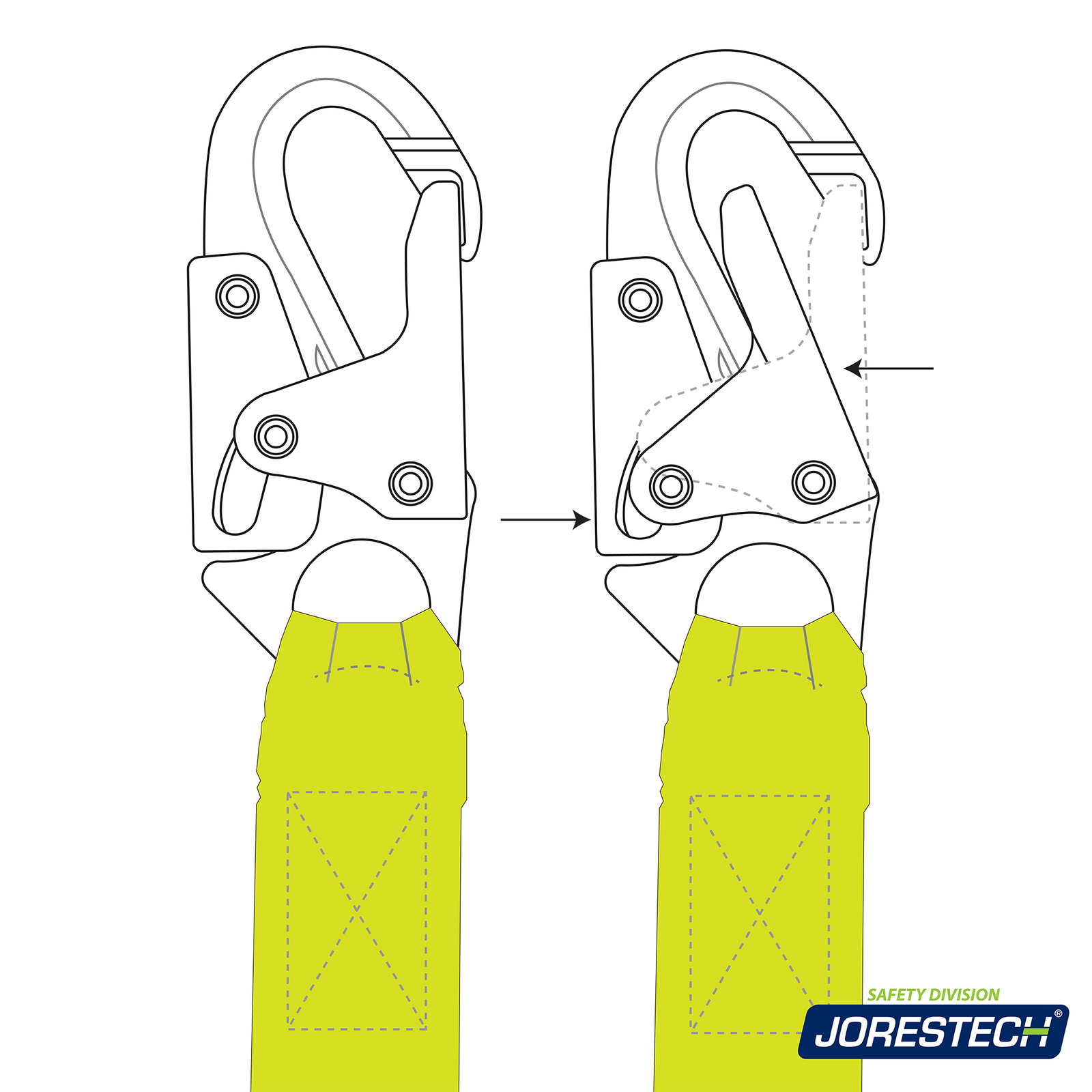 Single Leg Internal Shock-Absorbing Lanyard with Snap Hooks
