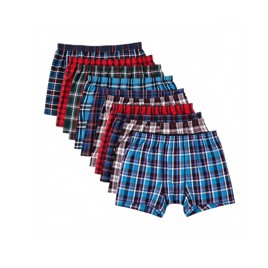 6-Pk Men's Tartan Plaid Boxers Cotton Blend S-4XL Moisture-Wicking
