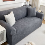 3D Baroque Floral Stretch Sofa Cover Elastic Polar Fleece Couch Slipcover with Straps