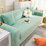 3D Leaves Jacquard Couch Slipcovers Non-Slip Cozy Stretchy Couch Covers for Sectional