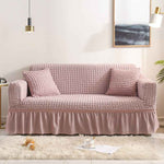 High-Quality Seersucker Stretch Sofa Slipcover with Elastic Bottom and Skirt Washable Furniture Protector for Kids and Pets 1/2/3/4 Seater Options