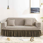 High-Quality Seersucker Stretch Sofa Slipcover with Elastic Bottom and Skirt Washable Furniture Protector for Kids and Pets 1/2/3/4 Seater Options