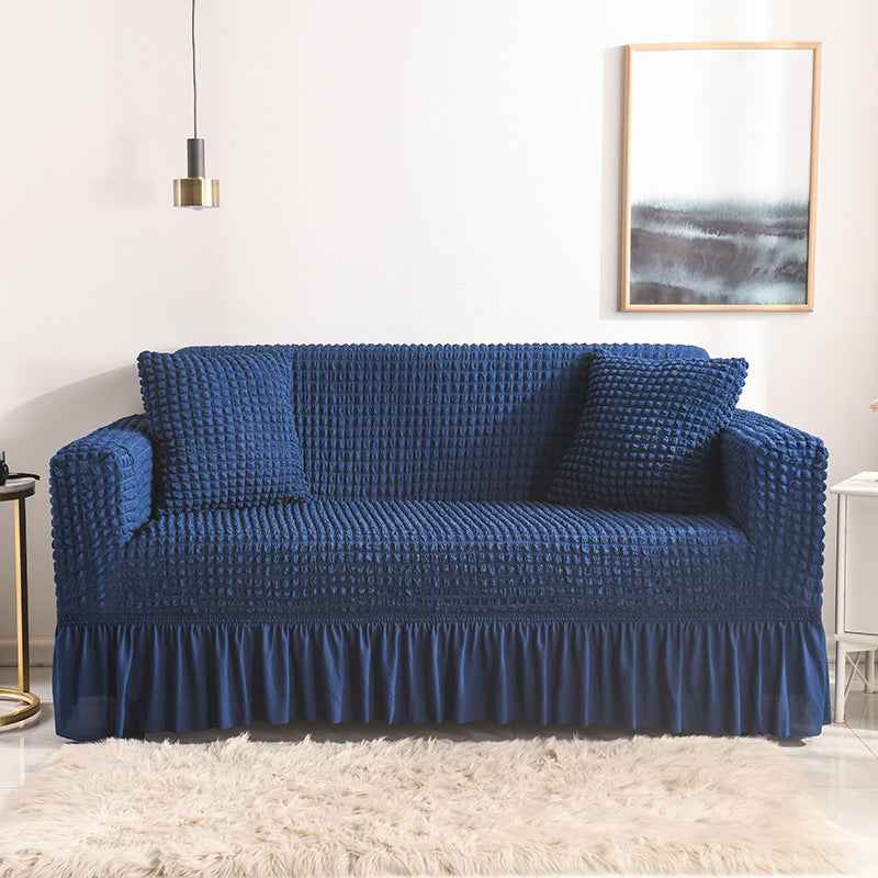 High-Quality Seersucker Stretch Sofa Slipcover with Elastic Bottom and Skirt Washable Furniture Protector for Kids and Pets 1/2/3/4 Seater Options