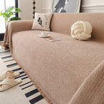 Textured Woven Modern Sofa Cover, Natural Blend Decorative Couch Throw Blanket