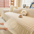 Grid Textured Sofa Cover with Sheer Ruffle Skirt, Pet-Friendly Sofa Throw Slipcover