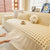 Grid Textured Sofa Cover with Sheer Ruffle Skirt, Pet-Friendly Sofa Throw Slipcover