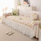 Botanical Sofa Cover with Chiffon Skirt, Floral Couch Throw Blanket for All-Season