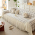 Grid Sofa Cover with Ruffle Skirt – Soft, Decorative, Full-Cover Couch Protector