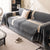 Jacquard Floral Band Sofa Cover with Tassels, Thick Textured Couch Throw Blanket