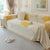 Cozy Couch Throw Blanket with Tassels, Jacquard Leaf Pattern Furniture Protector