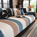 Striped Colorblock Non-Slip Sectional Couch Covers, Chenille Sofa Protector Cover