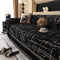 Modern Couch Protector Blanket Woven Chenille Sofa Cover Throw with Artistic Grid