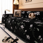Luxury Thickened Sofa Throw Cover, Decorative Cozy Floral Jacquard Couch Cover Blanket