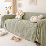 Modern 3D Water Ripple Sofa Cover, Non-Shedding Cream Style Furniture Protector Throw
