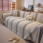 Modern Striped Sofa Throw Blanket, Lightweight Couch Cover for Summer Seating