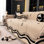 Chenille Sofa Throw Cover, Textured Chevron Decorative Couch Blanket for Living Room