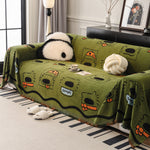 Cute Chenille Couch Cover Throw, Cartoon Soft Washable Sofa Cover for Sectional Sofas