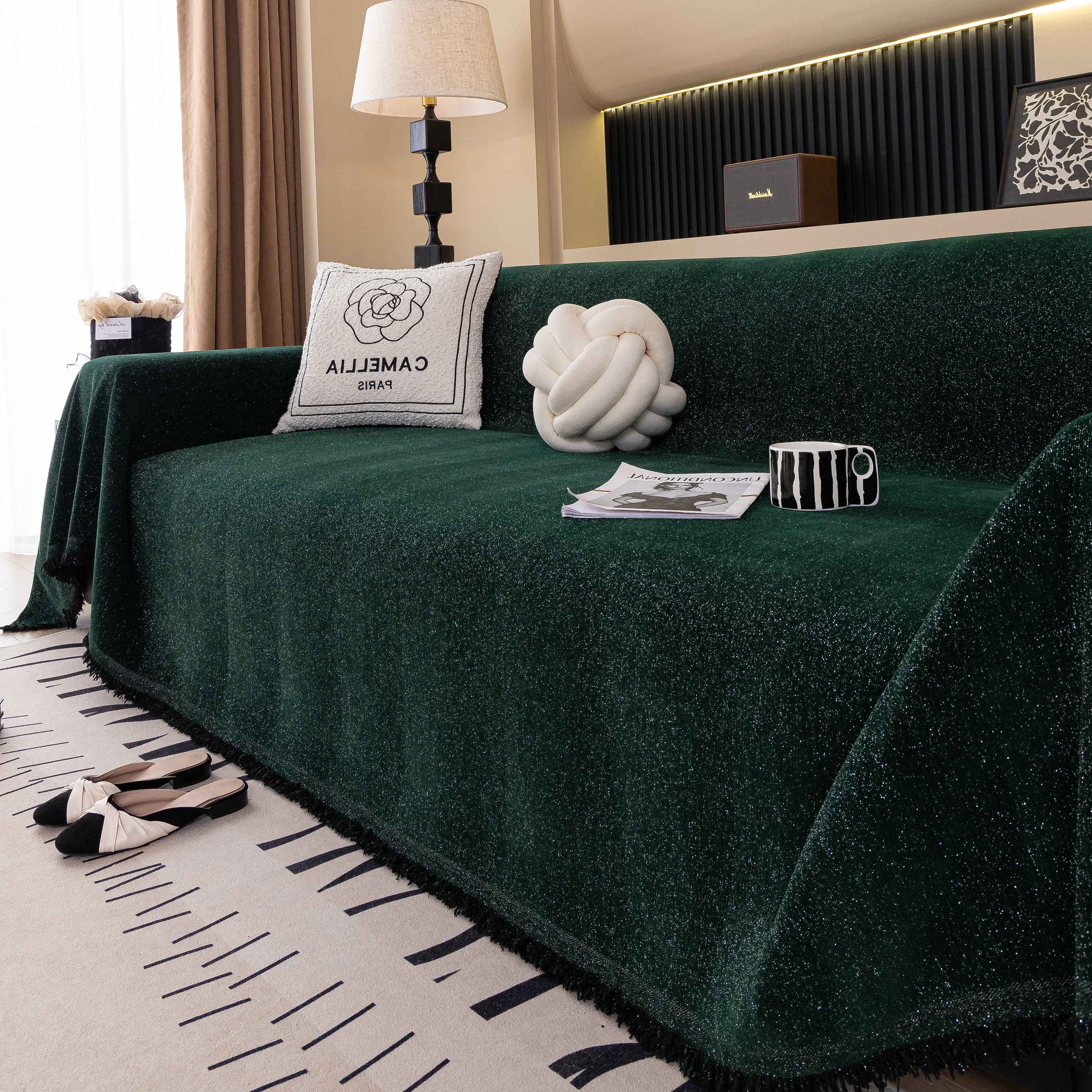 Solid Color Chenille Sofa Cover Blanket Furniture Covers for Sofas and Loveseats