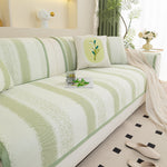 Striped Non-Slip Cooling Couch Cover, Summer Couch Pads for Seat Back Armrest