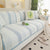 Striped Non-Slip Cooling Couch Cover, Summer Couch Pads for Seat Back Armrest