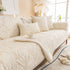 Embossed Leaf Cotton Quilted Sofa Cover Non-Slip Couch Protector with Thick Padding