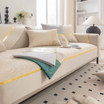 Modular Sofa Cover for Sectionals, Gold Striped Non-Slip Couch Protector