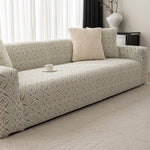 3D Jacquard Geometric Sofa Cover, High Stretch Soft Polar Fleece Slipcover for Couch