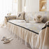 Leaf Jacquard Sofa Cover with Ruffle Skirt – Non-Slip Couch Protector with Sheer Hem