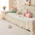 Cute Dotted Stripe Couch Protector, Non-Slip Washable Sofa Cover with Ruffled Skirt