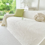 Embossed Leaf Pattern Sofa Cover Blanket for Couch, Soft Cooling Textured Couch Cover