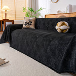 Cozy Textured Couch Protector with Fringe, Universal Soft Slipcover for Couch Sofa Bed