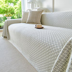 Fresh Geometric Sofa Throw Cover, Modern Textured Breathable Couch Protector Blanket
