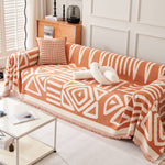 Chenille Geometric Sofa Throw Blanket, Boho Washable Furniture Throw Covers for Sofa
