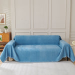 Solid Color Chenille Sofa Throw Blanket, Cozy & Easy Care Fringed Furniture Protector