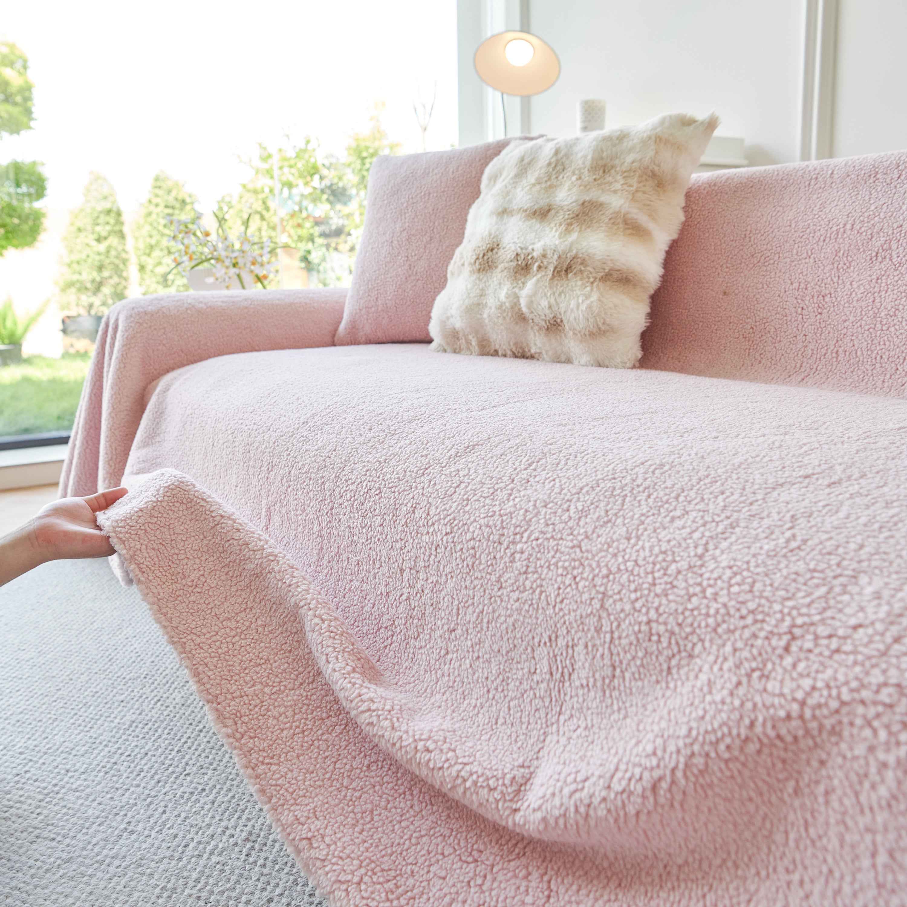 Thick Sherpa Fleece Sofa Protector Cover Stylish Durable Slipcovers for Couches and Chairs