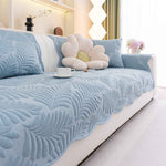 Sofa Cover for Leather & Fabric Couches, 3D Leaf Embossed Quilted Furniture Covers