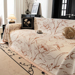 Large Floral Sofa Cover Throw Blanket, Plush Jacquard Non-Shedding Couch Cover for Pets
