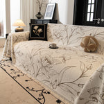 Large Floral Sofa Cover Throw Blanket, Plush Jacquard Non-Shedding Couch Cover for Pets