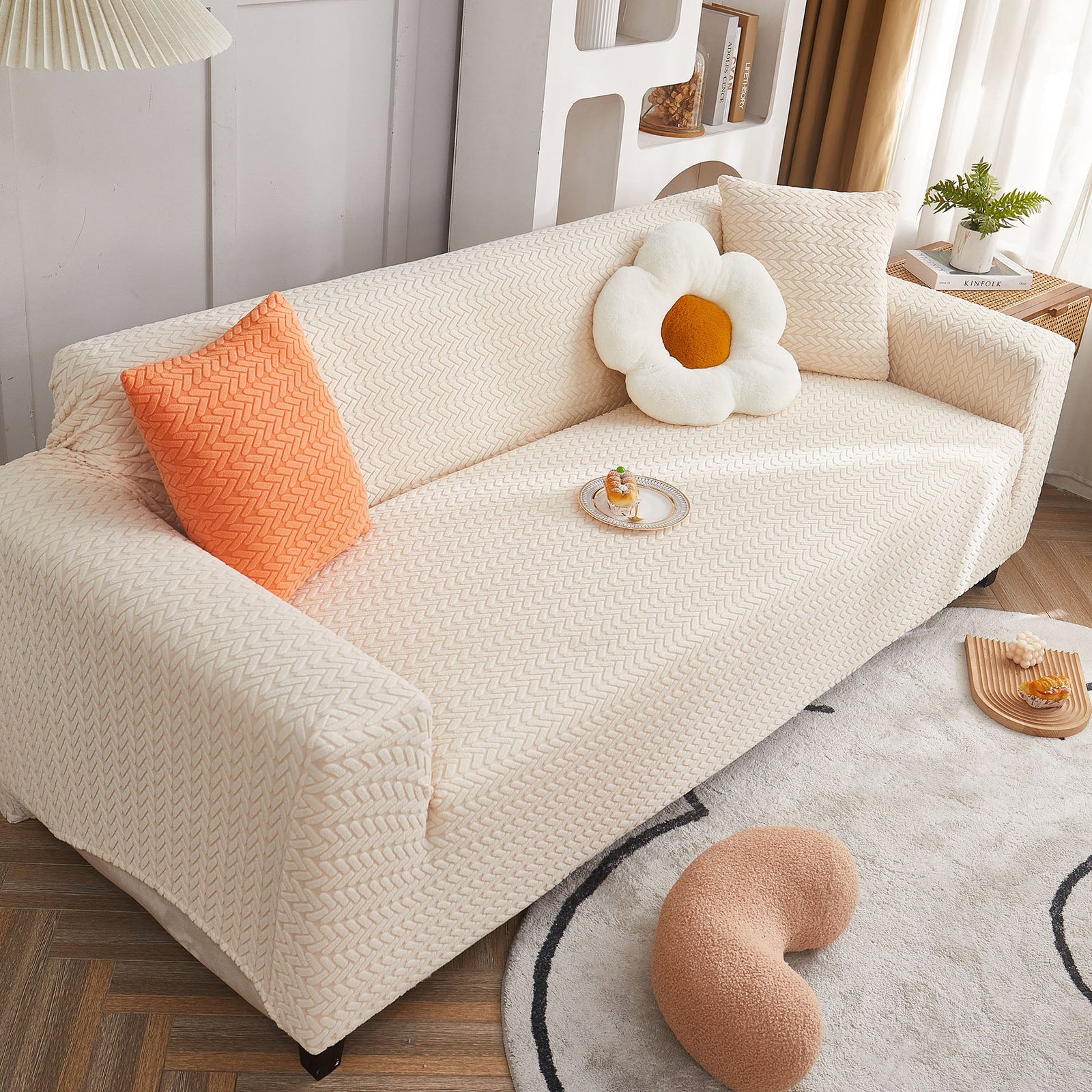 3D Geometric Stretch Sofa Slipcovers Non Slip Pet Friendly Washable Fitted Sofa Covers