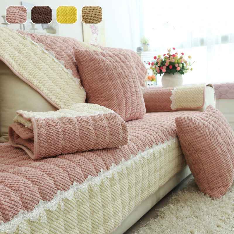 Non-Slip Sectional Couch Cover with Lace, Furniture Protector for Dogs, Pets, and Kids I