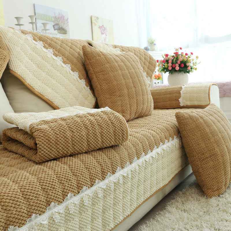 Non-Slip Sectional Couch Cover with Lace, Furniture Protector for Dogs, Pets, and Kids I
