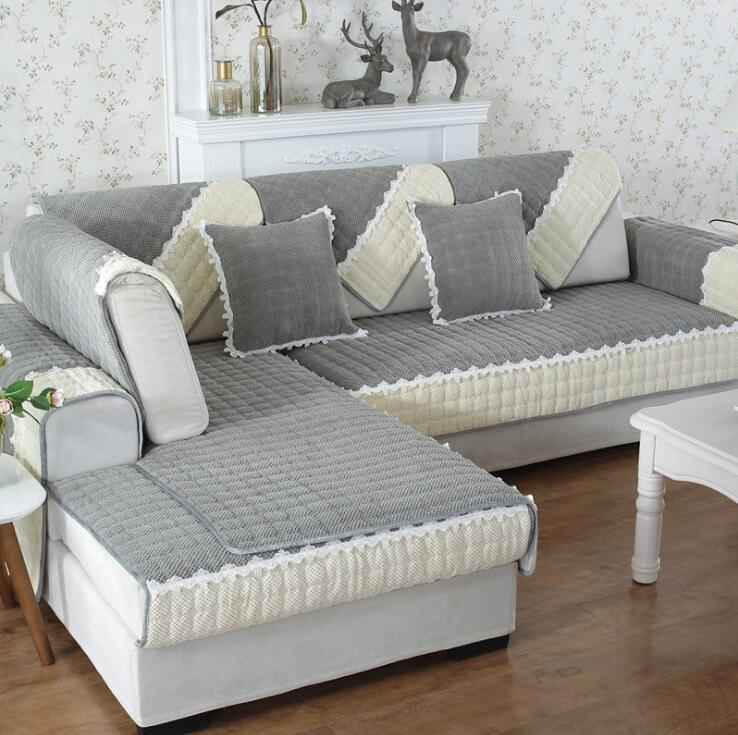 Non-Slip Sectional Couch Cover with Lace, Furniture Protector for Dogs, Pets, and Kids II