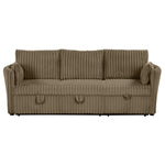 Brown Faux Fur Oversized Convertible Sleeper Sectional Sofa Couch Daybed and Chair Pull Out with 2 Pillows, USB Charging Ports for Living Room
