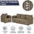 Brown Faux Fur Oversized Convertible Sleeper Sectional Sofa Couch Daybed and Chair Pull Out with 2 Pillows, USB Charging Ports for Living Room