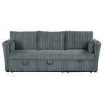 Dark Gray Faux Fur Oversized Convertible Sleeper Sectional Sofa Couch Daybed and Chair Pull Out with 2 Pillows, USB Charging Ports for Living Room
